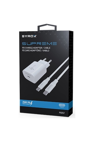 Syrox Supreme 25W Pd Type-C Şarj Cihazı Pd25T