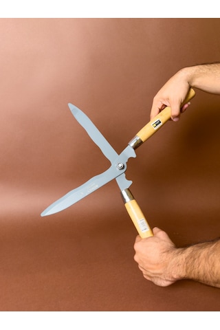 Çit Budama Makası 50 Cm Ahşap Saplı, Dalgalı Bıçaklı