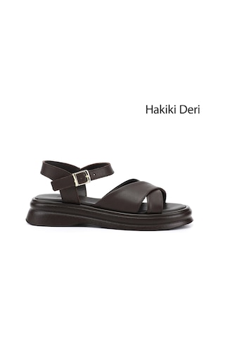 Gönderi(R) Gönderi R Kadın Kahve Antik Tokalı Bantlı Hakiki Deri Sandalet Dyza75645262 Kahverengi