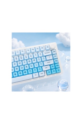 Leaven 128 Tuş Pbt Keycap Seti - Retro Yuvarlak Moa Profil Cherry Mx Uyumlu Klavye Tuşları - Mavi
