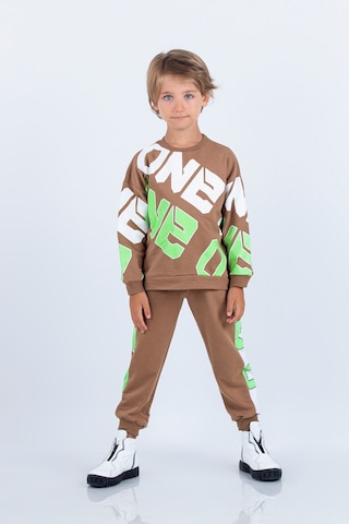 Erkek Çocuk İki İplik Kumaş Baskılı Orta Kalınlıkta Örme Basic Oversize Alt Üst Eşofman Takımı 001