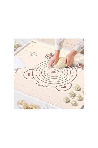 Büyük Boy Silikon Hamur Açma Matı, Krem Rengi, 50x70 Cm, Yapışmaz Ve Kaymaz Yüzey - 550 Gram