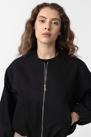Antioch Crop Kadın Bomber Mont Siyah