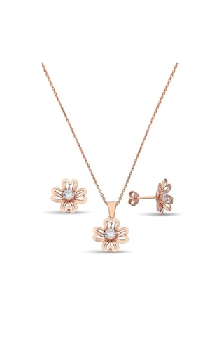 925 Ayar Gümüş Rose Çiçek Set - 67017901 Rose Gold