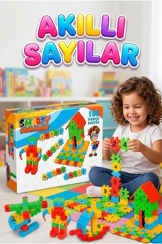 Akıllı Sayılar 100 Parça Rakamlı Matematik İşlemli Eğitici Yapı Oyuncak Seti