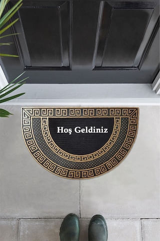 Arım Ay Modeli Welcome Yazlı Kapı Önü Paspası Gümüş Rengi Evimize Hoş Geldiniz Yazalı Altın