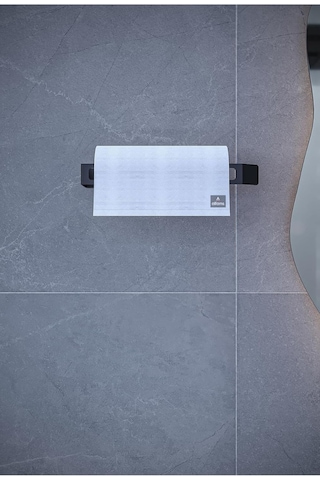 Metal Havluluk Minimal & Dayanıklı Duvar Tipi Askı / Modern Banyo Kağıt Havlu Tutacağı - Siyah Diğer