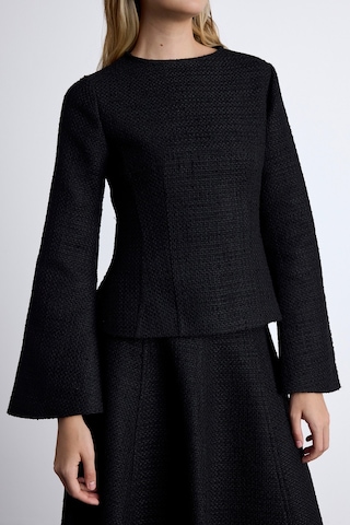 Peplum Detaylı Tüvit Bluz Siyah Siyah