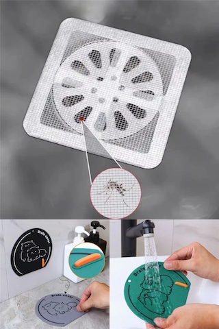 Gri Renk Gider Kötü Koku Önleyici Ve 10lu Yapışkanlı Gider Süzgeci