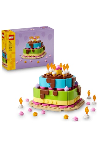 LEGO® Doğum Günü Pastası 40815 – 7 Yaş ve Üzeri Çocuklar için Mum İçeren Dekoratif Oyuncak Yapım Seti (219 Parça)