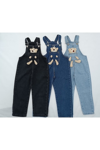 Kot Salopet Ayıcıklı Unisex Siyah