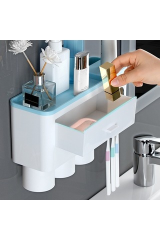 Prestigegoods Aswei A1909 Pembe Diş Fırçası Tutucu Duvara Monte, 30x18.8x10cm, Aile İçin, Dayanıklı Pp+abs Diğer