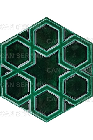 Can Seramik - 15x17 Cm. Kabartmalı Selçuklu Yıldızı Çini Karo N11.438