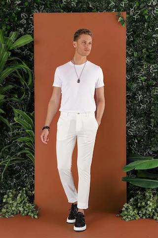 Efor Slim Fit Beli Lastikli Gofre Kumaş Ekru Spor Pantolon P 1126 Ekru