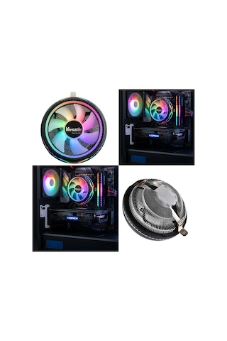 Versatile Intel Uyumlu UFO RGB CPU Fanı 775/115X/1366 İşlemci Soğutucu 3Pin