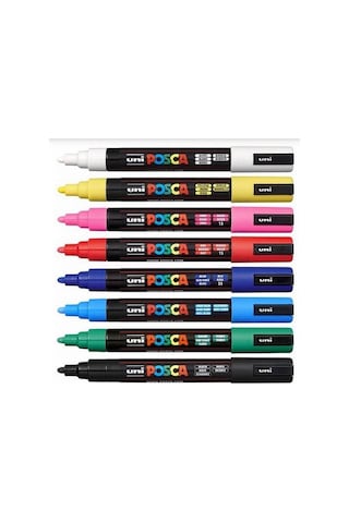 Uni Posca 5M Boyama Markörü Ana Renkler 8'li Set
