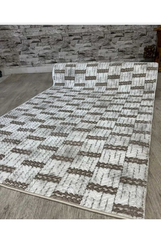 Nesrin Kaymaz Jel Taban Modern Kesme Yolluk Leke Tutmaz Salon Mutfak Koridor Halisi Kahverengi