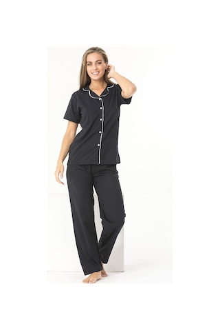 SUDE HOMEWEAR Düğmeli Pijama Takım Siyah
