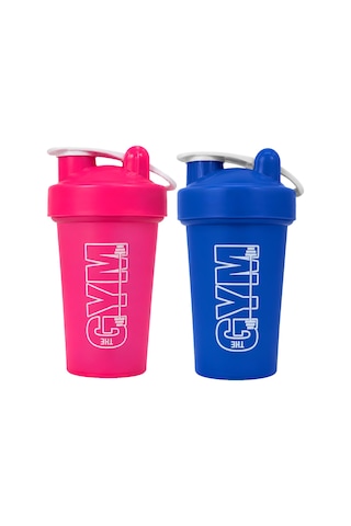 Gym Shaker 550 Ml Ölçekli Ve Sızdırmaz Kapaklı Protein Shaker 2'li Set Pembe+mavi Pembe-mavi
