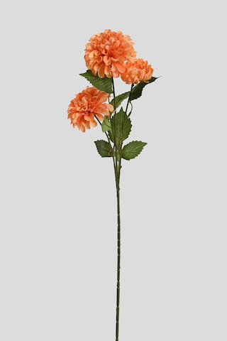 Turuncu Yapay Dahlia Yıldız Çiçeği 3 Dallı Lüx İpeksi Dokulu 75 Cm