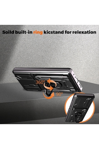 Oppo A5 Pro Pc Kılıfı + Tpu Destekli Telefon Arka Kapağı Ve Kamera Kaydırıcısı - Siyah Siyah