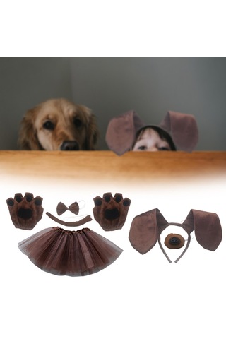Suntek Köpek Kulakları Kafa Bandı Ve Elbiseli-kahverengi