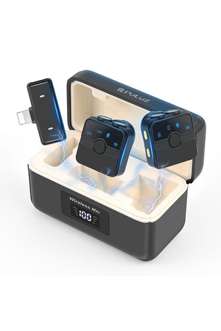 Puluz 8 Pin Manyetik Yaka Kablosuz Mikrofon, Şarj Kutulu