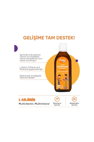 Vitago Kids-L-Arjinin Rafadan Tayfa Multivitamin Şurup 150 ML