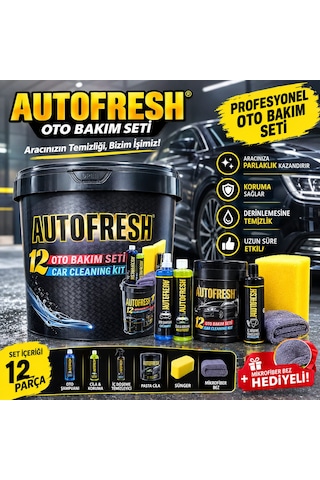 Autofresh 12 Parça Efsane Araç Bakım Seti Full Oto Bakım Temizlik Seti Bez Sünger