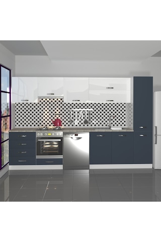 Decoraktiv Elite 325yq Ankastre Fırın Modüllü Mdf Hazır Mutfak Dolabı - Tezgah Dahil - Antrasit - Beyaz