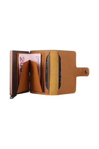 Walsmart Mini Floter Akıllı Mekanizmalı Deri Cüzdan Taba