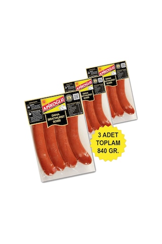 Doğal Füme Dana Bratwurst Sosis Üçlü Paket
