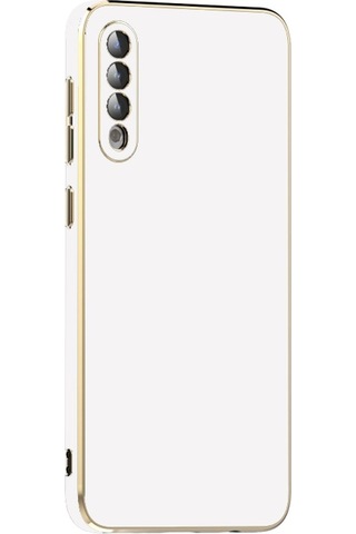 Samsung Galaxy Uyumlu A50 Kılıf Zore Kenarı Gold Renk Silikon Bark Kapak