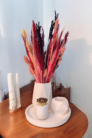 Modern Vazo - Teaighlt Mumluk - Kibritlik Tealight Mum Dahildir Beyaz