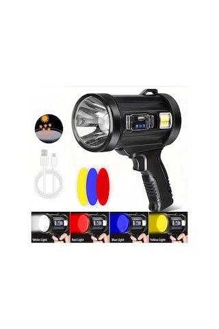 Xuweiwei Elde Taşınabilir Spot Işığı Taşınabilir Sarj Edilebilir Fener 3000mah Lityum Pil Cob Yan Işıklı Su Gecirmez Dis Mekan Lambasi Kamp Balikcilik Av Kesis Icin 4 Renkli Isik Usb Kablosu Dahil Altın