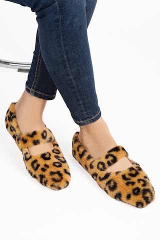 Leopar Ultra Yumuşak Peluş Kadın Ev Babeti Hafif Taban Panduf Leopar