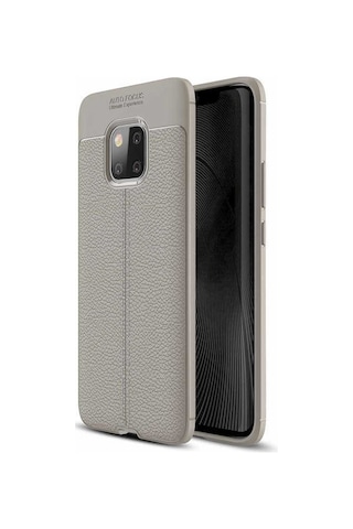 Noktaks - Huawei Mate 20 Pro Uyumlu Kılıf Deri Dikiş Görünümlü Niss Karbon Silikon Kapak - Kırmızı - T6270