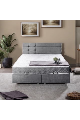 Viyana Çift Kişilik Baza Başlık Letto Yatak Seti - Gri 150 x 200