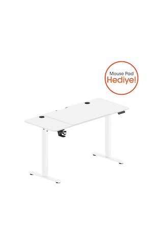 Adore Gaming Maestro-x Yükseklik Ayarlı Oyuncu Masası - Beyaz 140x72-117x60 Cm Beyaz