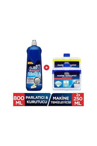 Finish Bulaşık Makinesi Parlatıcı Limon 800ml + Makine Temizleyici Sıvı 2 X 250 ml