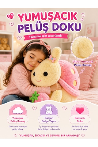 Salyangoz Figürlü Pembe Sırtlı Pelüş Oyuncak 50 Cm Büyük Boy Yumuşak Dokulu Dekoratif Pelüş