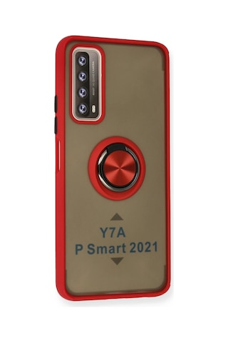Newface - 748 - Huawei P Smart 2021 Kılıf Montreal Yüzüklü Silikon Kapak - Csmo-tex - - Kırmızı