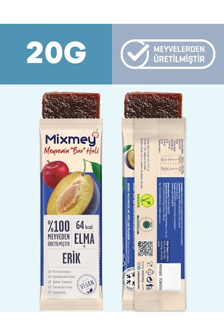 Mixmey Ekşi Sever Meyve Barı – 12 Adet | Sağlıklı Atıştırmalıklar – Vegan, Glutensiz (20GR X 12 ADET)