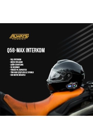2 Adet Q58 Max 500m Telsiz Mesafeli Motosiklet Kaskı İnterkom Çift Sürücü İletişimi Mp3 Fm Radyo