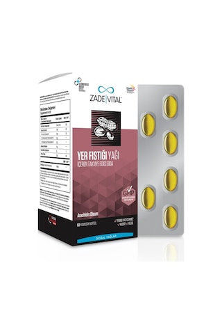 Zade Vital Yer Fıstığı Yağı Yumuşak 60 Kapsül Blister Ambalaj