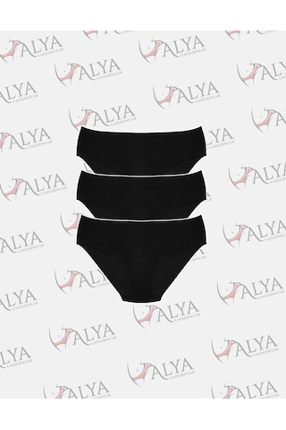 Alya Underwear Kadın Pamuklu Bato Kesim Külot - 3 Adet Beyaz - 3'lü Paket Siyah