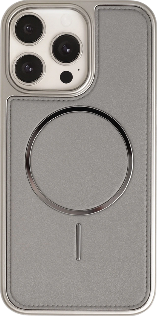 Neomag Case Iphone 15 Pro Max Gri Manyetik Özellikli Deri Kılıf Gri