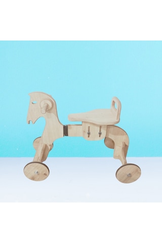 Montessori Çocuk Denge Bisikleti 2-6 Yaş Mdf At Başlık