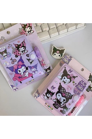 Kawaii Sanrioo Kuromi Karakterler Mini Defter Kalem Set