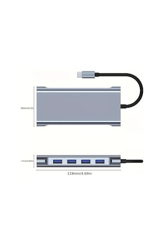 Xuweiwei 11i 1 Arada 11 İn 1 Usb C Hub Hdtv Vga Sd Tf Kart Okuyucu Usb 3 0 2 0 Rj45 Ve Pd 87w Desteği